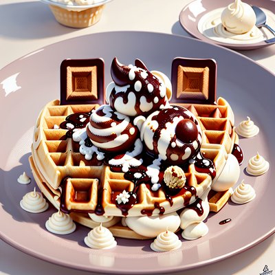 Waffles and Ice Cream Dessert QR Code for Restaurant Menus