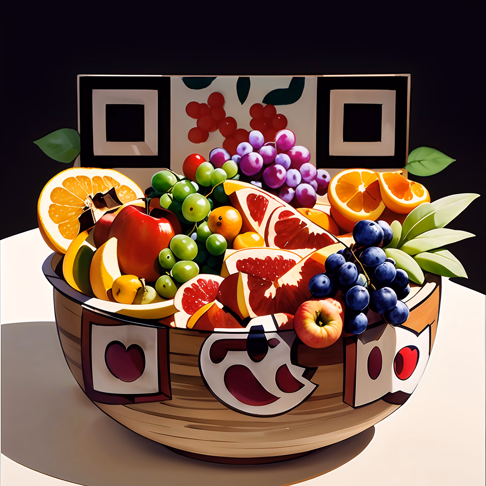 Cartoon Fruit Bowl QR Code for Restaurant Menus — image 1