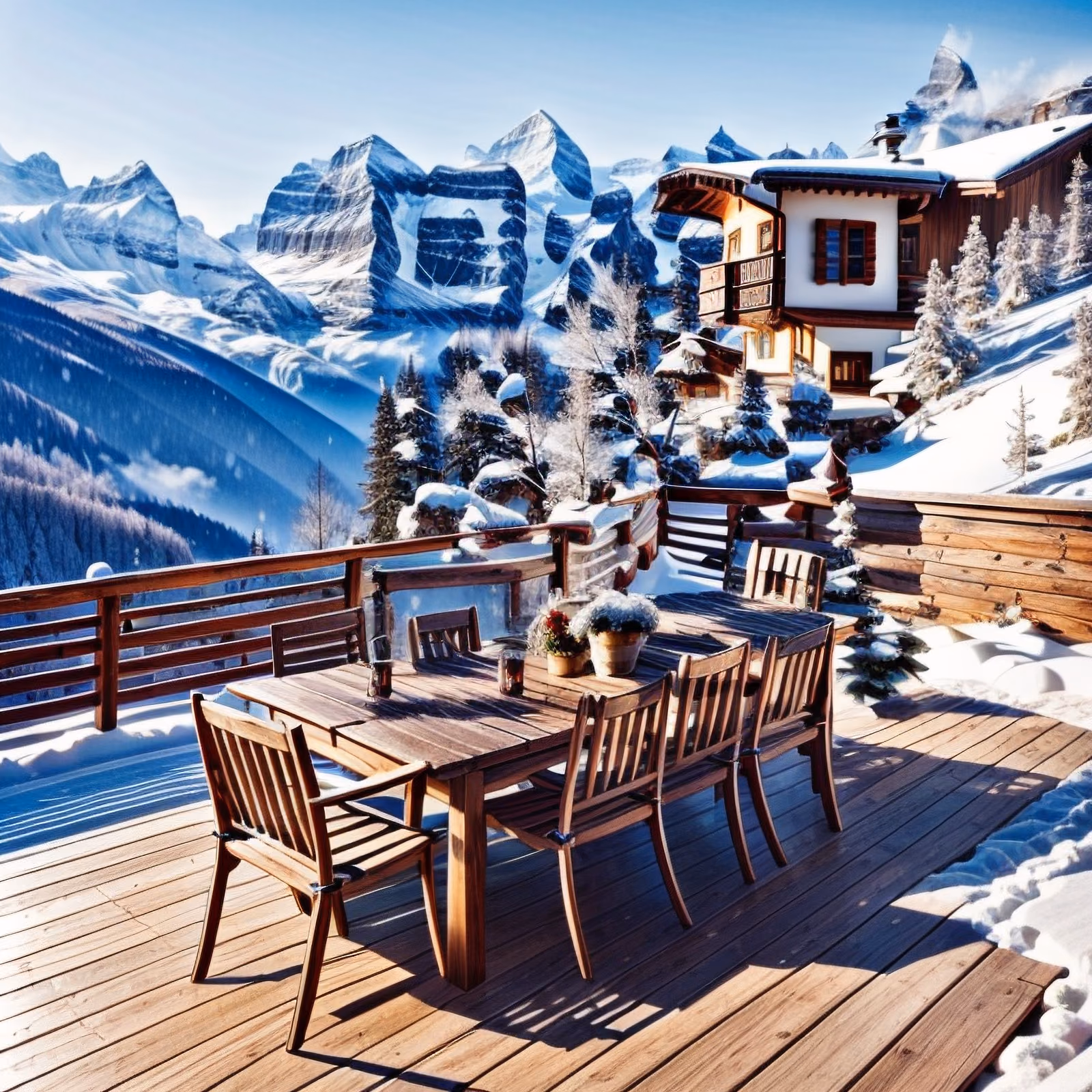 Snowy Alpine Chalet Deck QR Code for Posters — image 1
