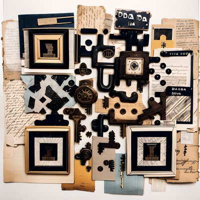 Antique Keys Dada Collage QR Code Art