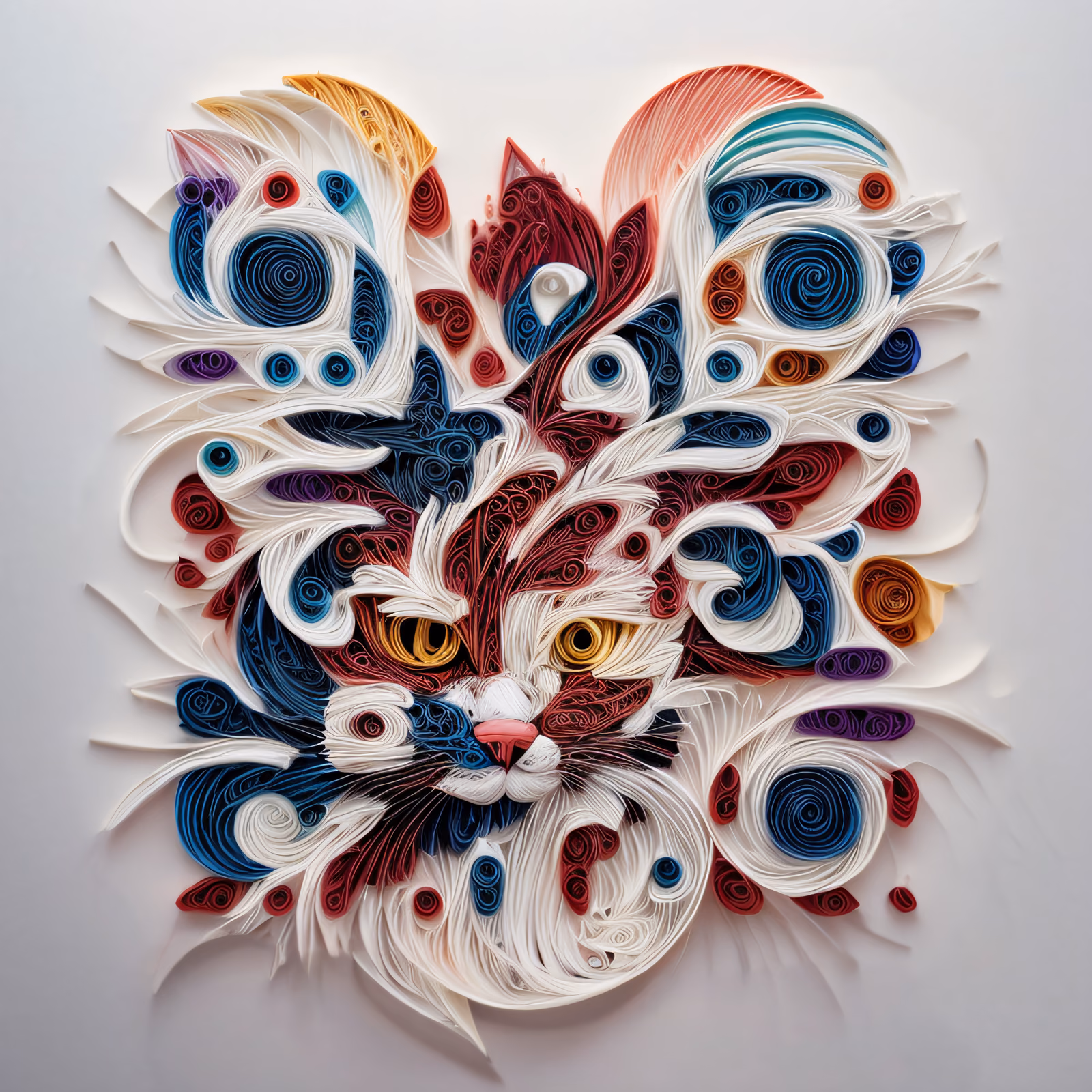 Colorful Quilled Cat Face QR Code Art — image 1