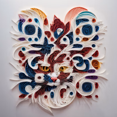 Colorful Quilled Cat Face QR Code Art — image 1