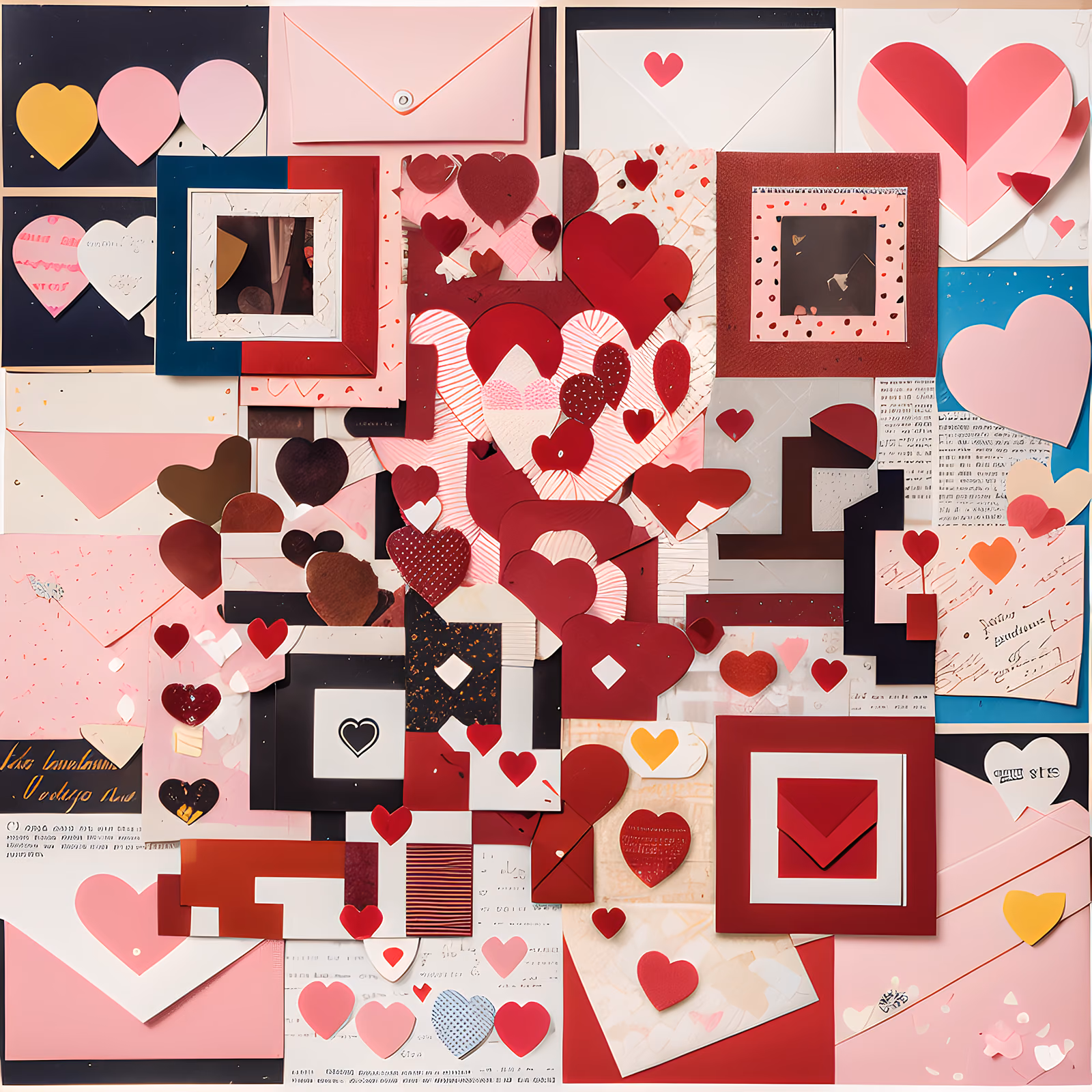 Valentine Heart Paper Collage QR Code for Greeting Cards — image 1