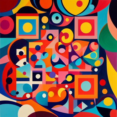 Colorful Geometric Shapes Abstract QR Code Art