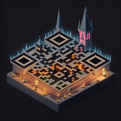 Isometric Gothic City 3D QR Code Art — image 1
