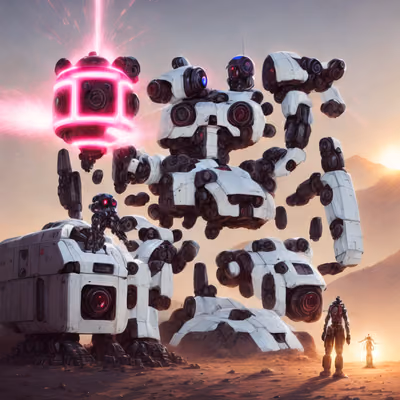 Giant Desert Mecha Concept Art QR Code for Posters — image 1