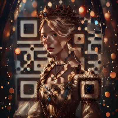 Crowned Woman Fantasy Portrait QR Code for Posters