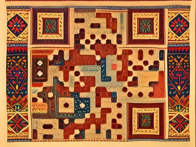 Slavic Folk Textile Pattern QR Code Art