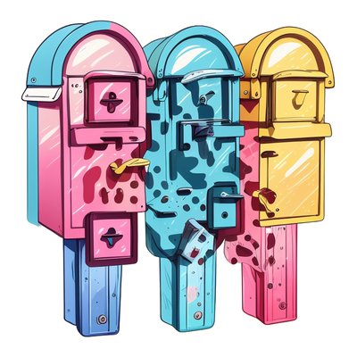 Colorful Mailboxes Vector Sticker QR Code for Stickers