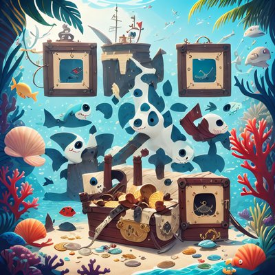 Pirate Shark Treasure Cartoon QR Code for Posters