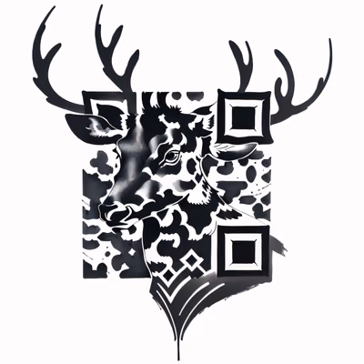 Олень чёрной тушью: QR-код для временных татуировок — изображение 1