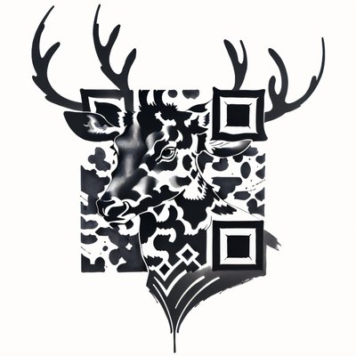 Black Ink Deer Tattoo QR Code for Temporary Tattoos