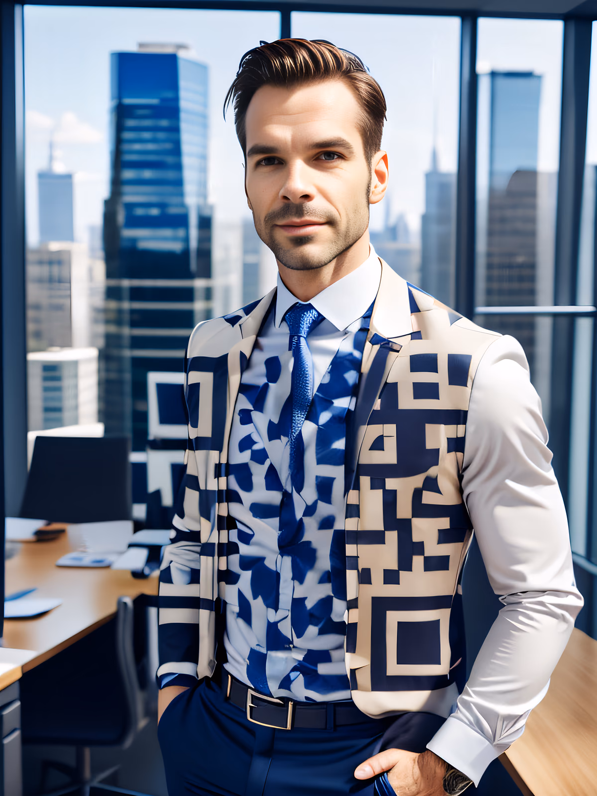 Businessman in Office Photorealistic QR Code for Business Cards — image 1