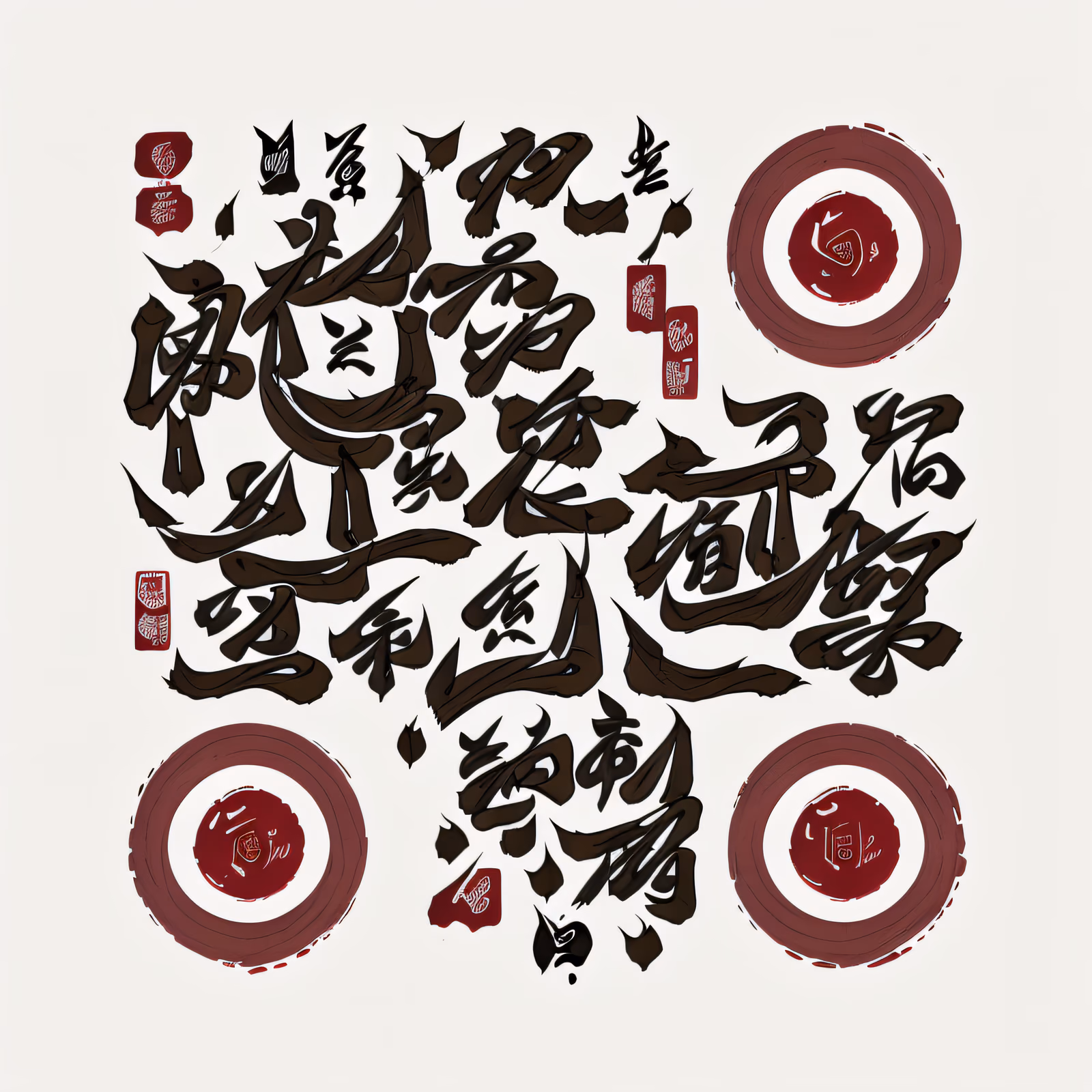 Burgundy Brush Calligraphy QR Code Art — image 1