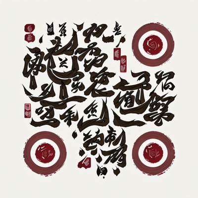 Burgundy Brush Calligraphy QR Code Art