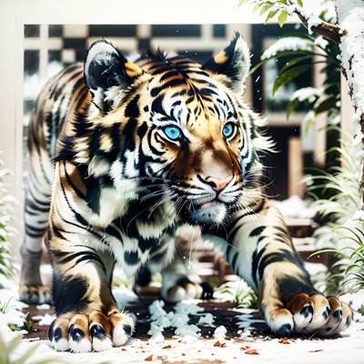 Prowling Tiger Hyperrealistic QR Code Art