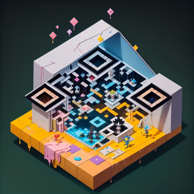 Isometric Paint Studio Diorama QR Code Art — image 1