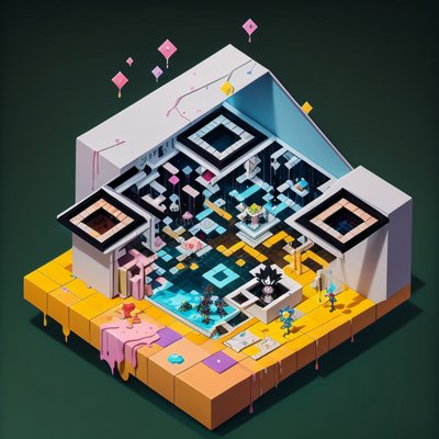 Изометрический диорама-кабинет красок: QR-код
