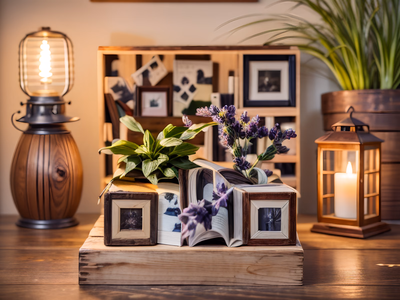 Lavender and Books Rustic Photo QR Code Art — image 1