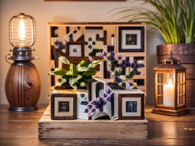 Lavender and Books Rustic Photo QR Code Art