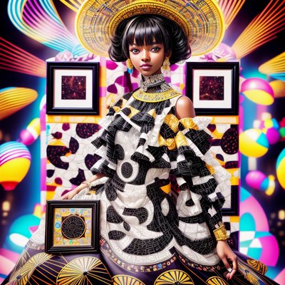 Carnival Fashion Girl 3D Render QR Code for Posters