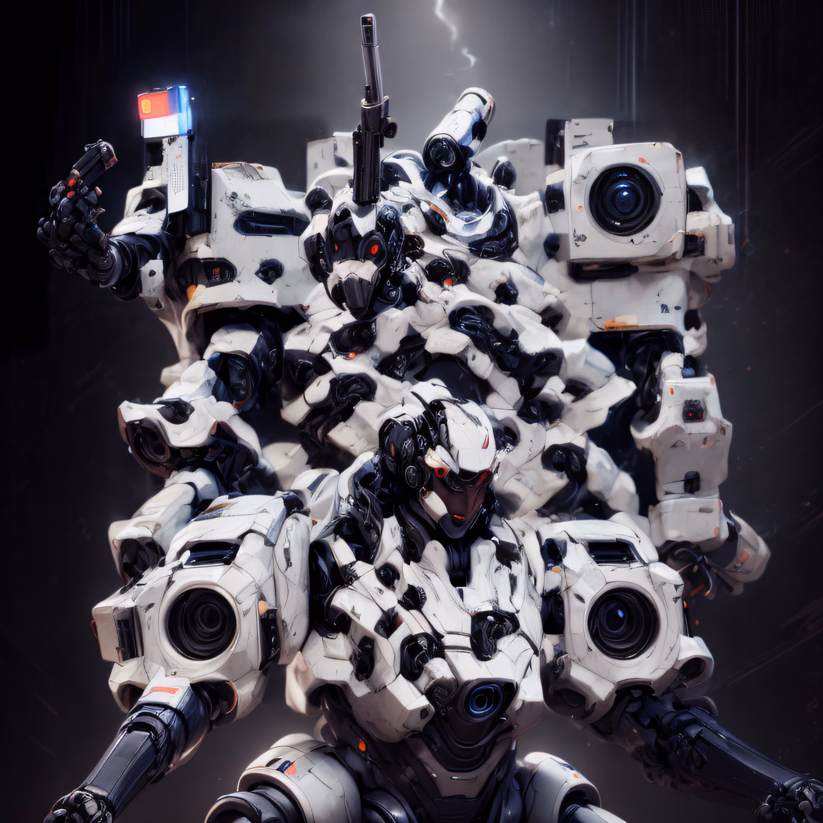 White Armored Mecha Sci-Fi QR Code for Posters — image 1