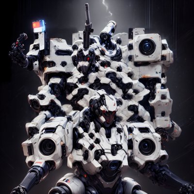 White Armored Mecha Sci-Fi QR Code for Posters