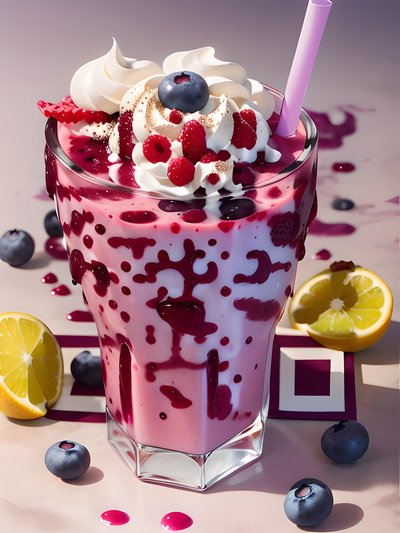 Berry Smoothie Food Illustration QR Code for Restaurant Menus