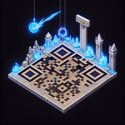 Isometric Magic Dojo Diorama QR Code for Posters — image 1