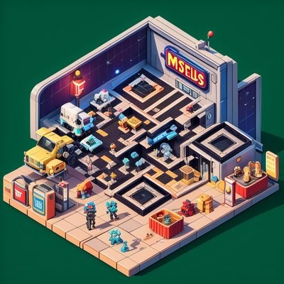 Isometric Space Truck Stop 3D QR Code Art