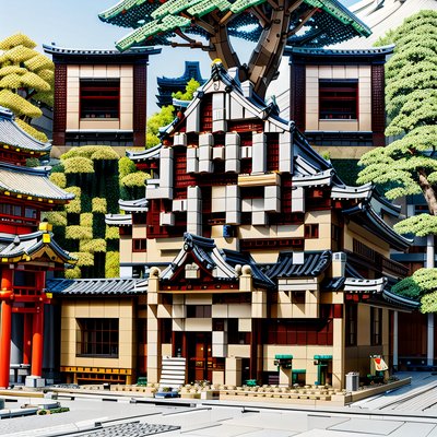 Brick Japanese Castle Lego QR Code for Posters