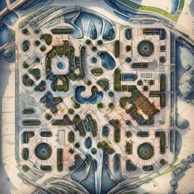 Aerial City Plan Concept Art QR Code Art — image 1