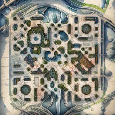 Aerial City Plan Concept Art QR Code Art