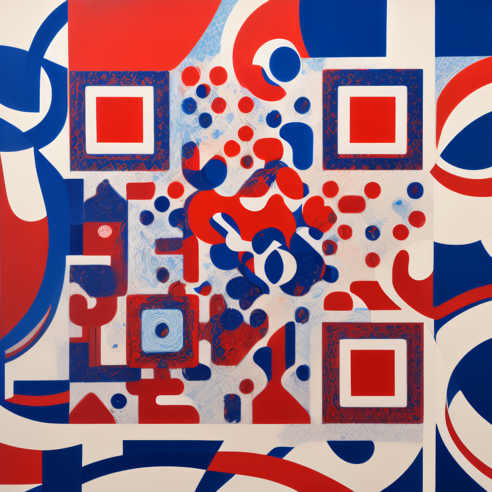 Red White Blue Abstract Gouache QR Code Art — image 1
