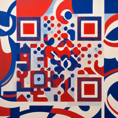 Red White Blue Abstract Gouache QR Code Art — image 1
