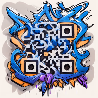 Blue Wildstyle Graffiti Lettering Abstract QR Code for Stickers — image 1