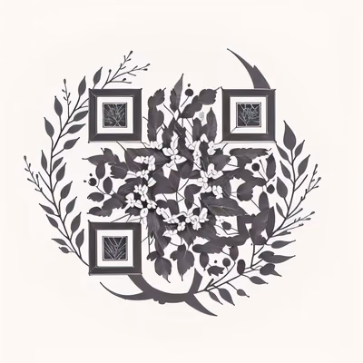Botanical Branch Wreath Tattoo QR Code for Temporary Tattoos — image 1