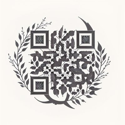 Botanical Branch Wreath Tattoo QR Code for Temporary Tattoos