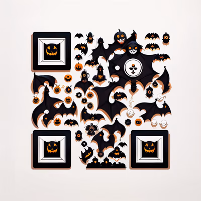 Halloween Bats and Pumpkins Vector QR Code for Flyers — image 1