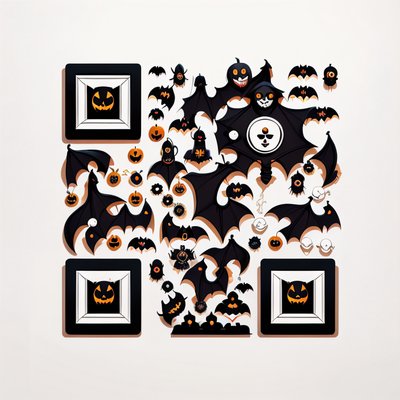 Halloween Bats and Pumpkins Vector QR Code for Flyers