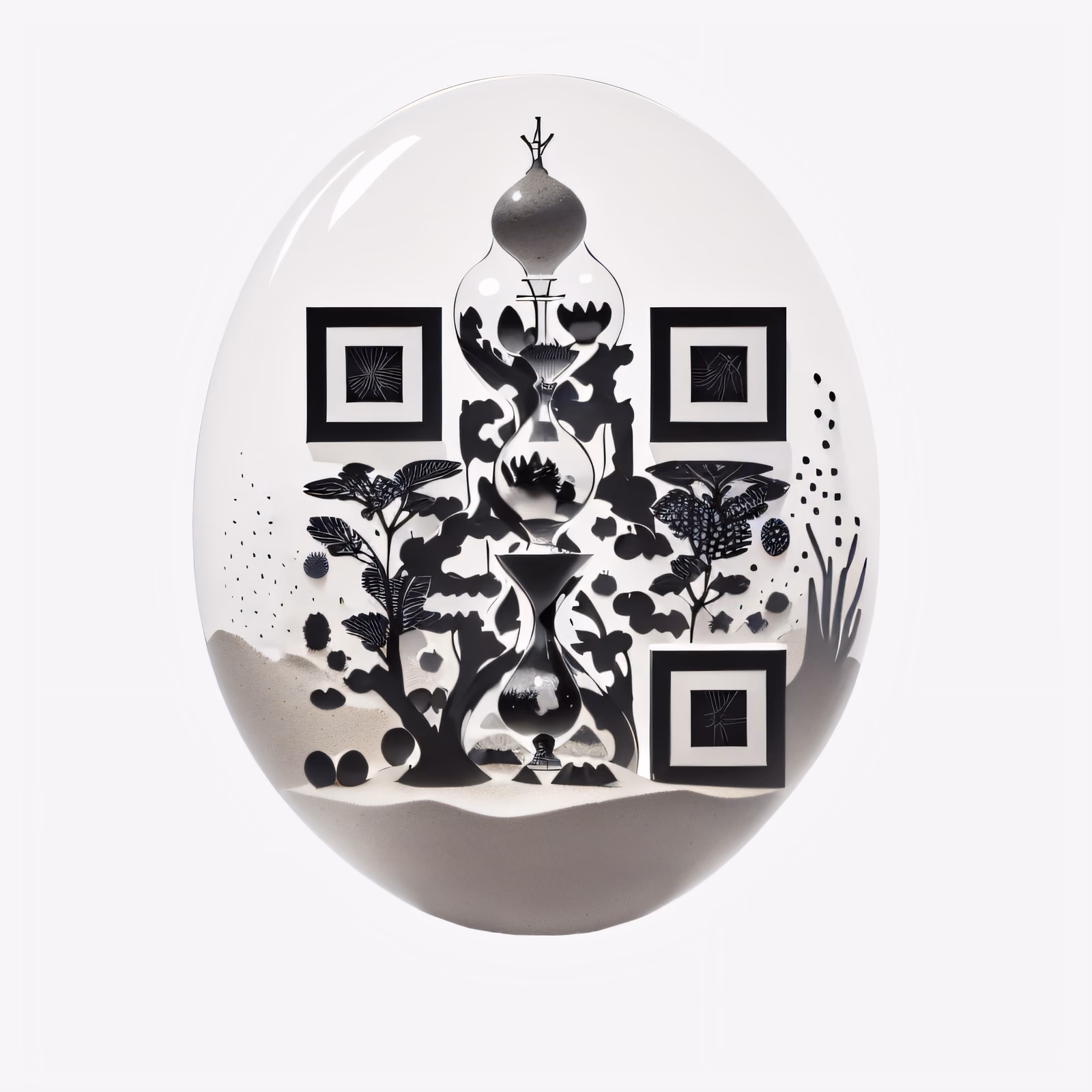 Hourglass Forest Ink Drawing QR Code Art — image 1
