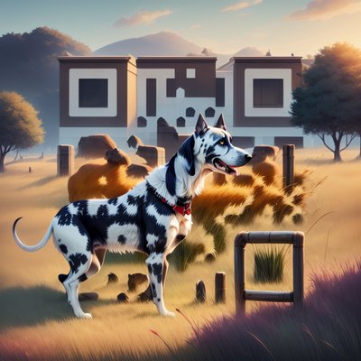 Great Dane Field Digital Painting QR Code Art