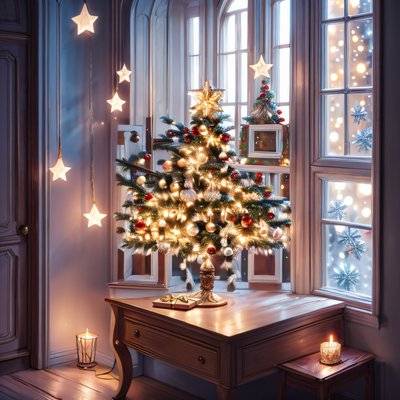 Christmas Tree Window Nook QR Code for Greeting Cards