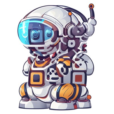 Astronaut Robot Vector Sticker QR Code for Stickers