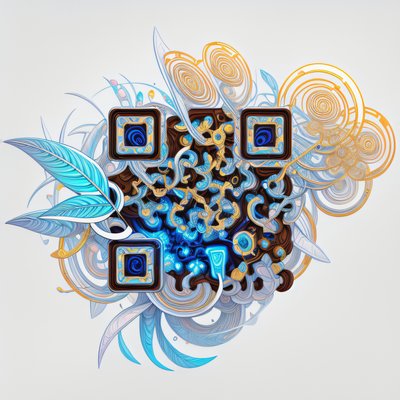 Surreal Botanical Fractal Sticker QR Code for Stickers