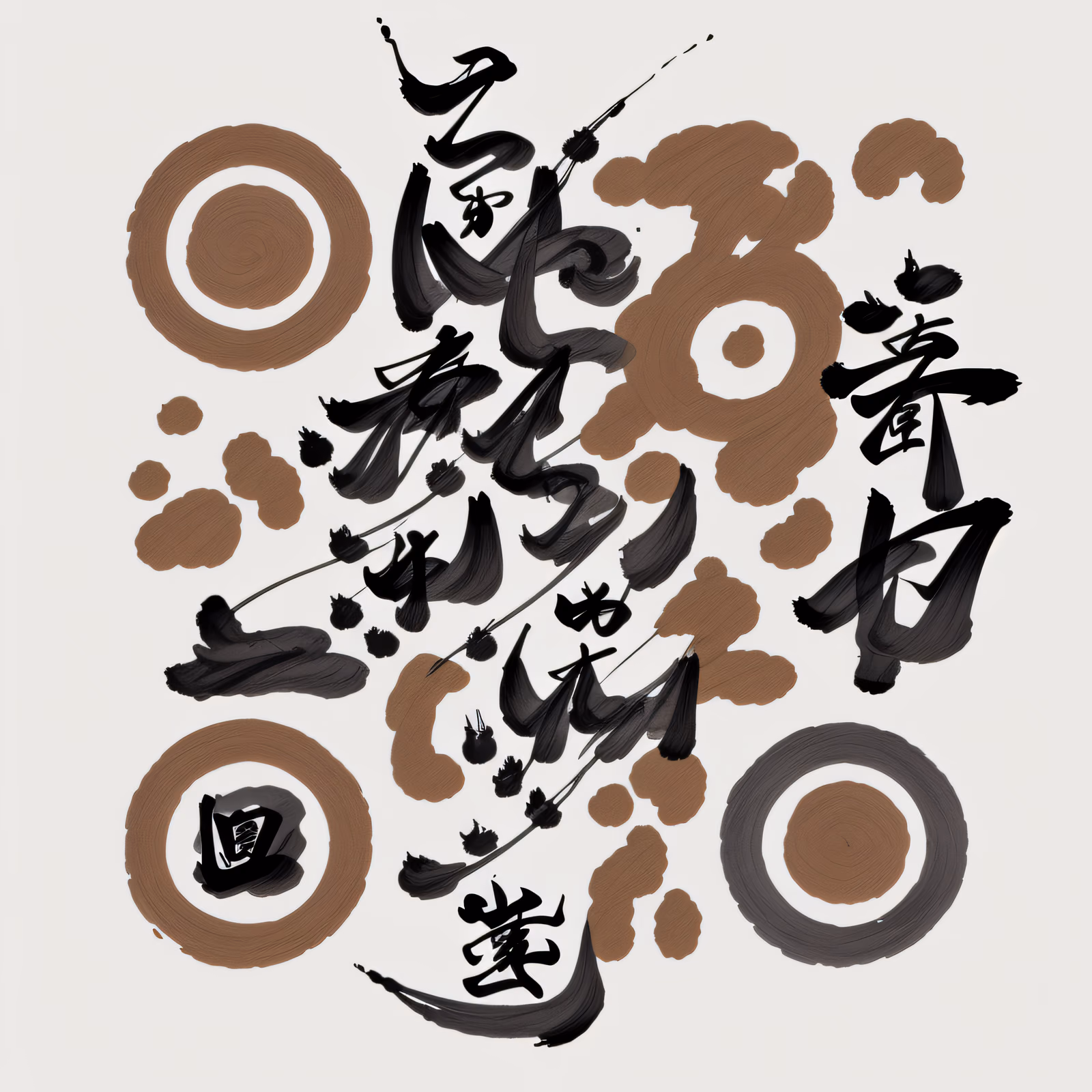 Японская каллиграфия кистью и тушью: QR-код с иероглифами — изображение 1