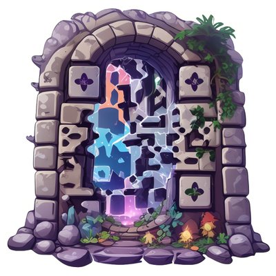 Magic Stone Portal Vector QR Code for Stickers