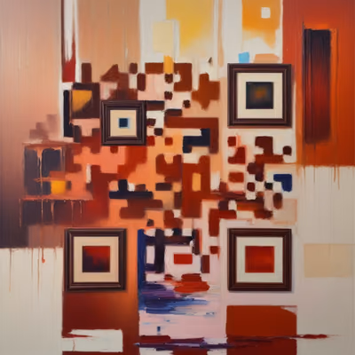 Rust Red Abstract Oil Painting QR Code Art — image 1