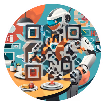 Robot Butler Retrofuturism Vector QR Code for Stickers — image 1