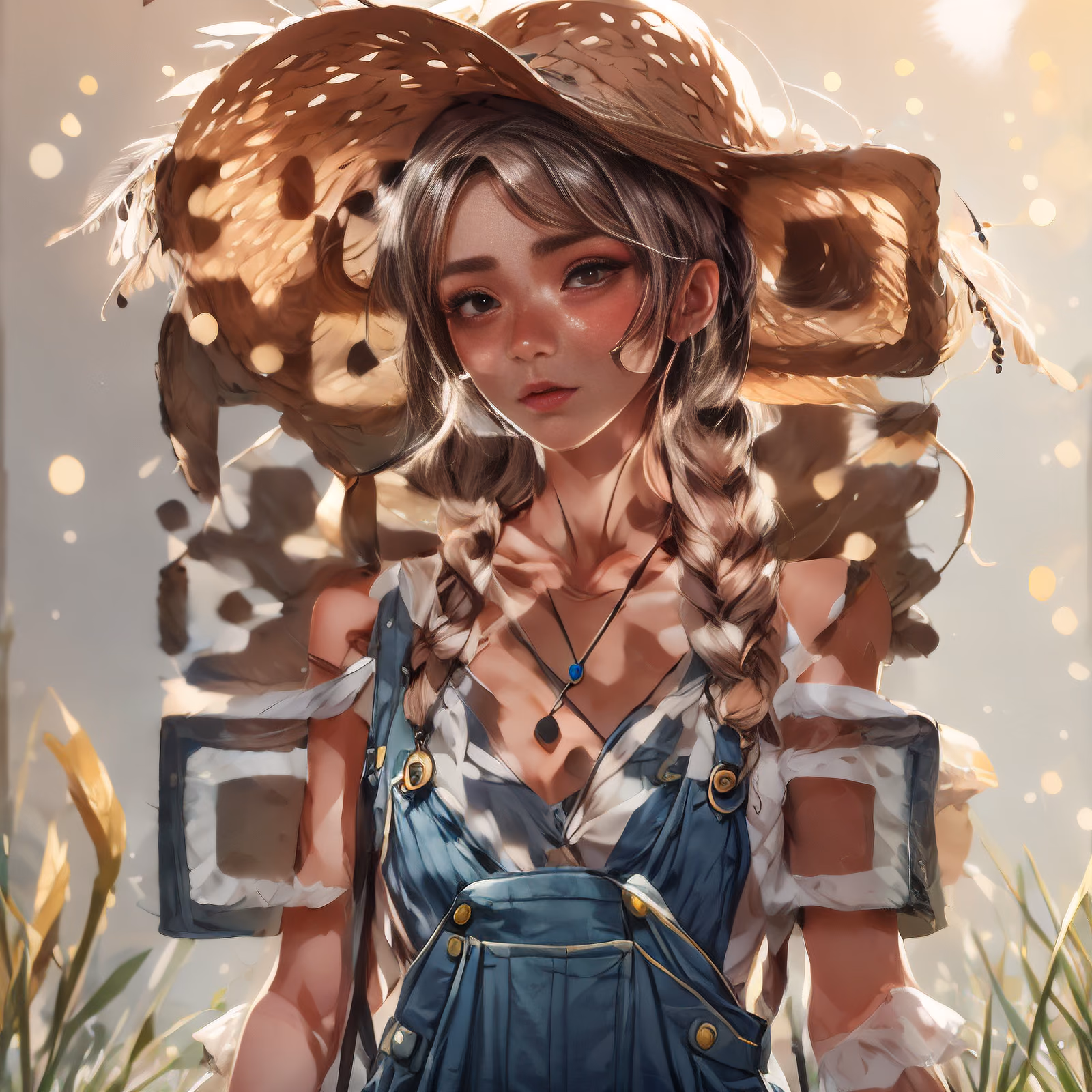 Farmer Girl Overalls Portrait QR Code Art — image 1